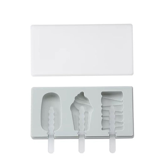 Silicone Cartoon Homemade Handmade DIY Ice Cream Popsicle Mould with Lid, Color Random Delivery, Style:Ice Cream by bashfashion