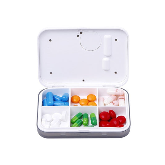 Regular Reminder Compartment Electronic Pill Box 6 Grid Electronic Version Mini Sealed Pill Box(Gray) by bashfashion