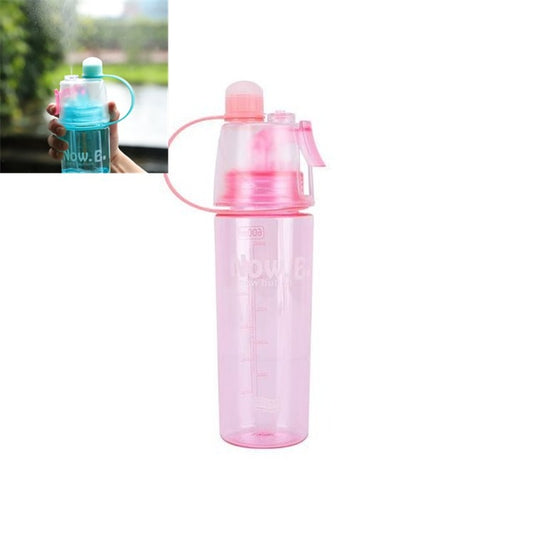 Creative Spray Water Bottle Sports Bottle Portable With Lid Summer Hydration Beauty Plastic Cup, Size:400 ML(Pink) by bashfashion