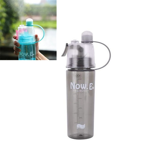 Creative Spray Water Bottle Sports Bottle Portable With Lid Summer Hydration Beauty Plastic Cup, Size:600 ML(Black) by bashfashion