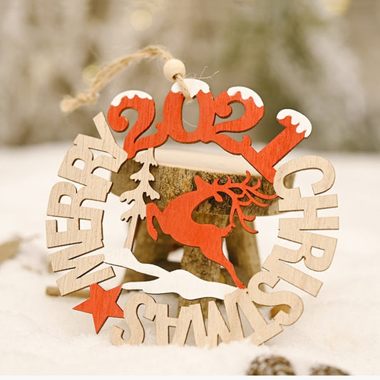 3 PCS Christmas Decorations Letter Card Wooden Pendant(C Style) by bashfashion