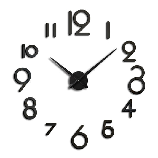 Creative DIY Acrylic Clock Home Digital Wall Clock(Black) by bashfashion