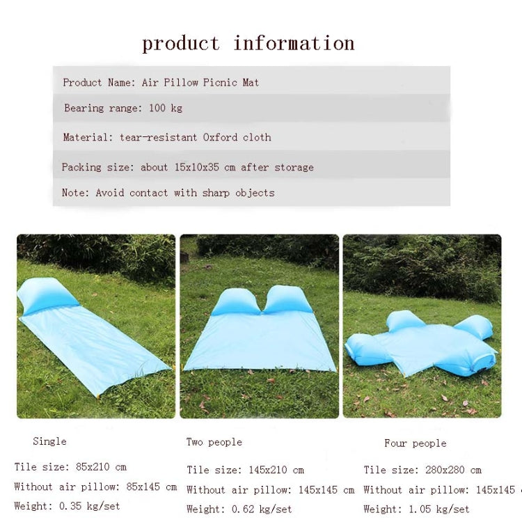 Outdoor Waterproof Air Pillow Picnic Mat Carrying Ground Sand Beach Grass Mat, Style:Double(Random Color) by bashfashion