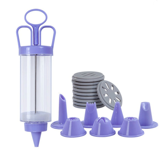 Cookie Gun + 8 Mouth + 10 Flower Piece Set Biscuit Mold Squeeze Cream Baking Tool by bashfashion