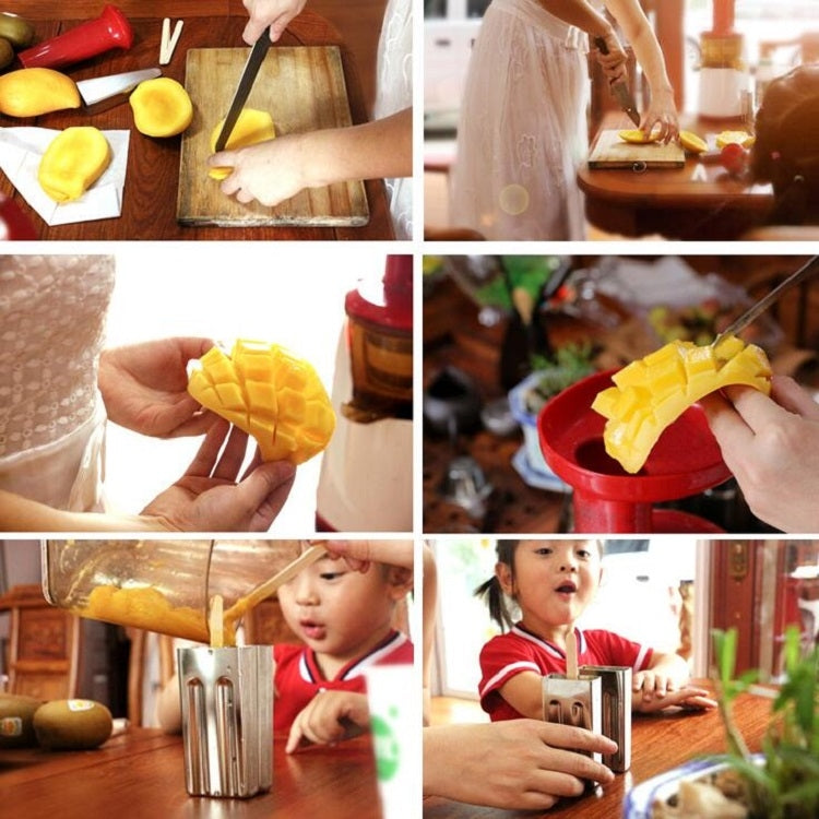 Stainless Steel DIY Ice Cream Mold Household Popsicle Ice Cream Mold(3 Flat 3 Round Head Double Grooves) by bashfashion