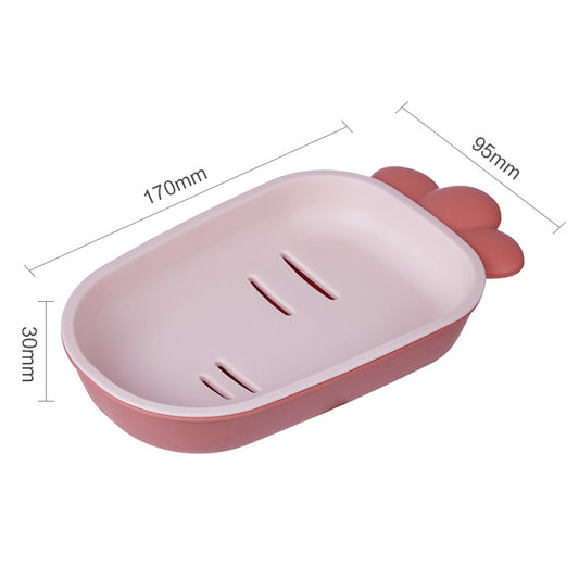 3 PCS Creative Cute Drain Double-layer Household Toilet Soap Box with Lid Soap Holder(Pink) by bashfashion