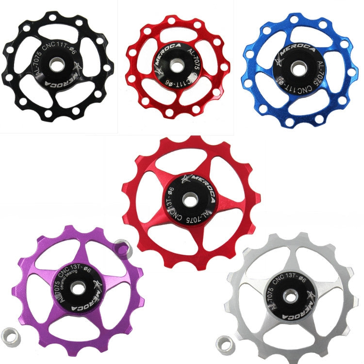 MEROCA Metal Bearings Mountain Bike Road Bike Rear Derailleur Guide Wheel 11T/13T Guide Wheel, Specification:11T, Color:Purple by bashfashion