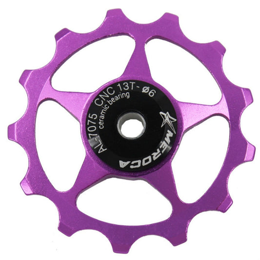 MEROCA Metal Bearings Mountain Bike Road Bike Rear Derailleur Guide Wheel 11T/13T Guide Wheel, Specification:13T, Color:Purple by bashfashion