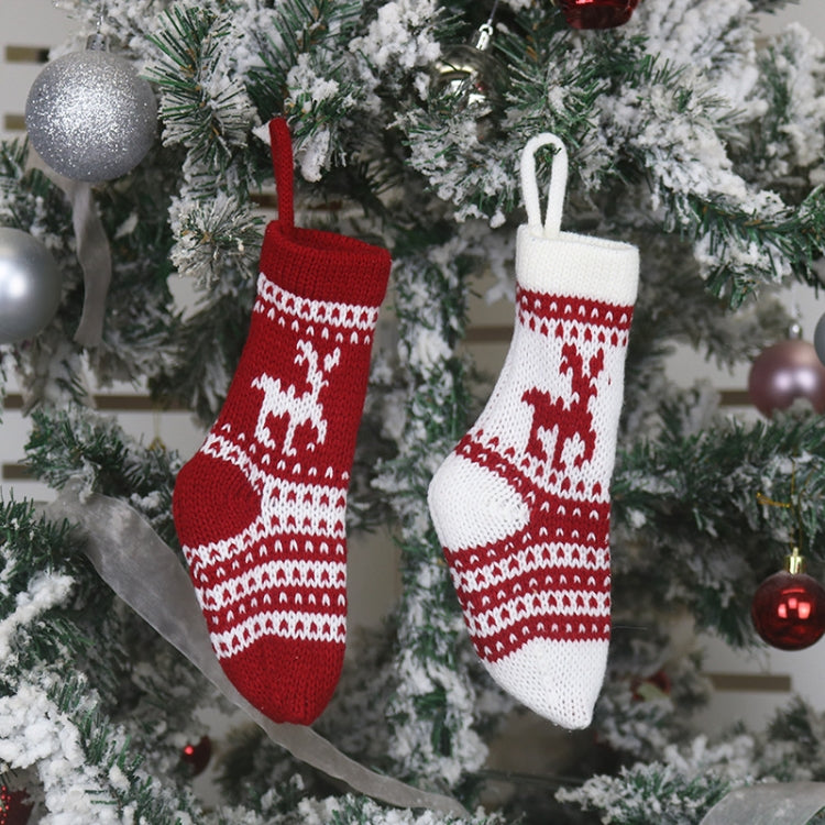 Christmas Decorations Christmas Socks Knitted Wool Socks Gift Bags(Red Elk) by bashfashion