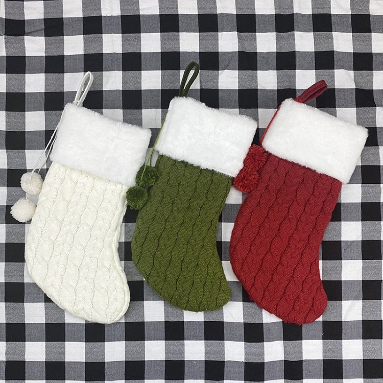 Christmas Knitted Socks Gift Bag Ornament Supplies Pendant(Red) by bashfashion
