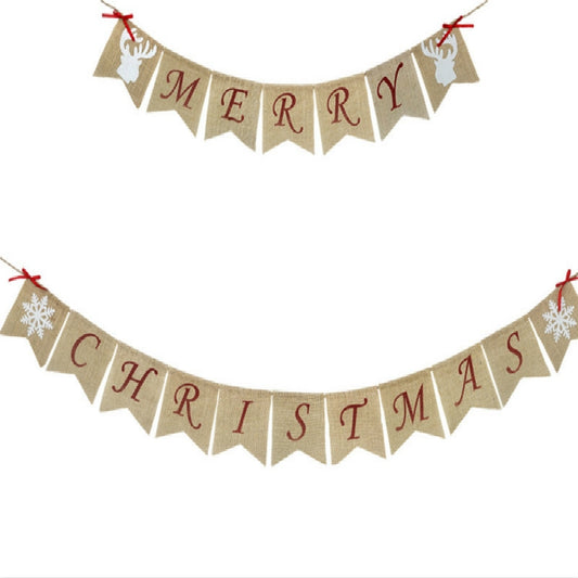 Christmas Party Decoration Set Christmas Letter Flag Banner Spiral Tag Cake Flag by bashfashion
