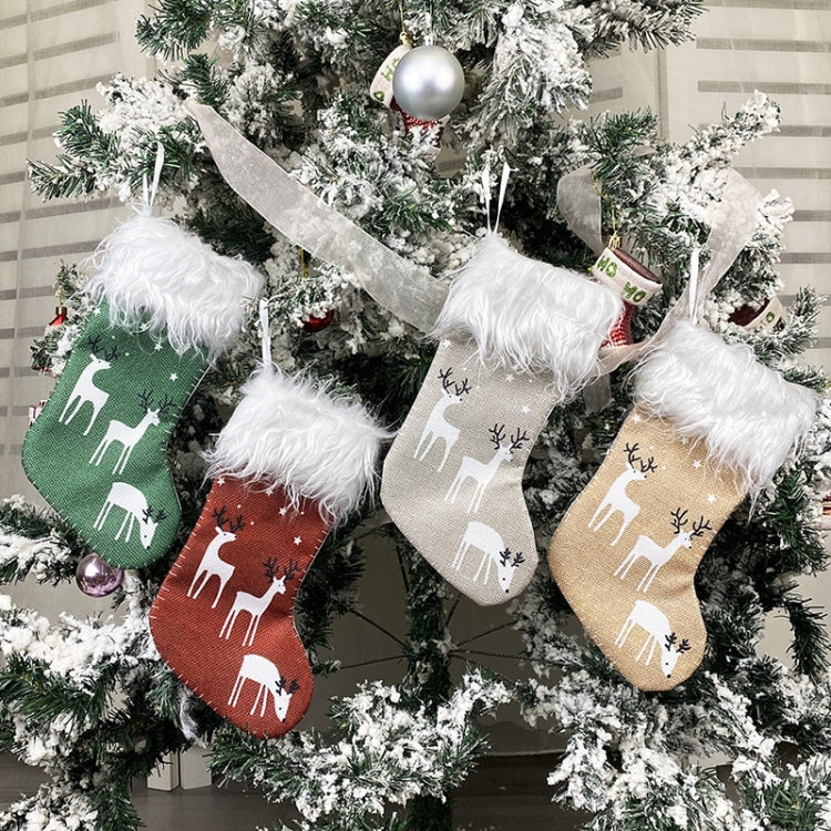 Christmas Elk Socks Ornaments Candy Gift Bags Holiday Decorations(Grey) by bashfashion