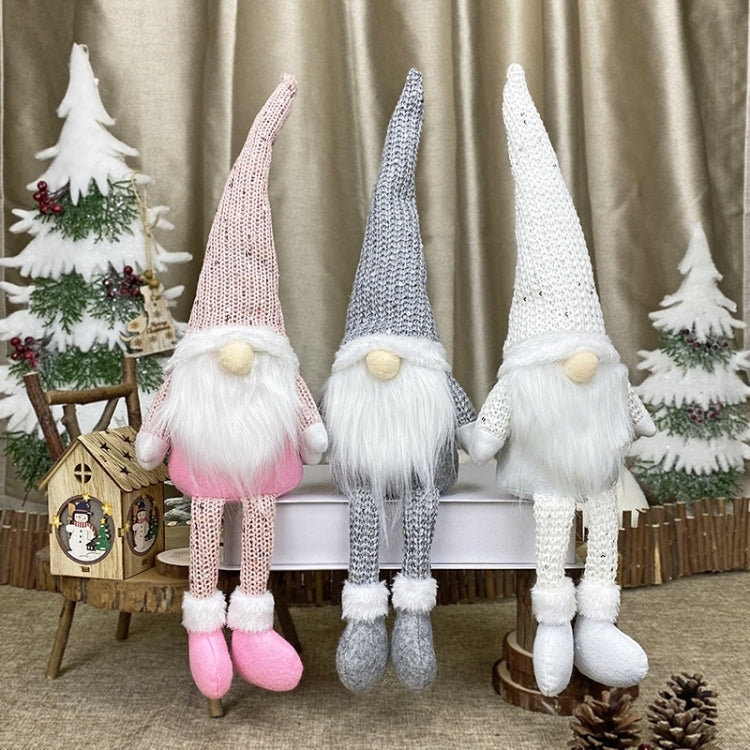 Christmas Decorations Dolls Faceless Elderly Dolls Window Decorations(White) by bashfashion