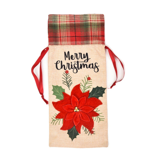 Christmas Decorations Imitation Linen Wine Bottle Cover(Flower) by bashfashion