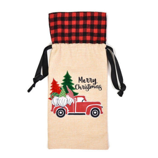 Christmas Decorations Imitation Linen Wine Bottle Cover(Car Senior) by bashfashion