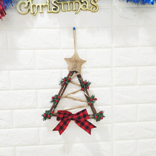 Christmas LED Wreath Wall Door Pendant Christmas Vine Wreath, Specification: Triangular Rattan Circle by bashfashion