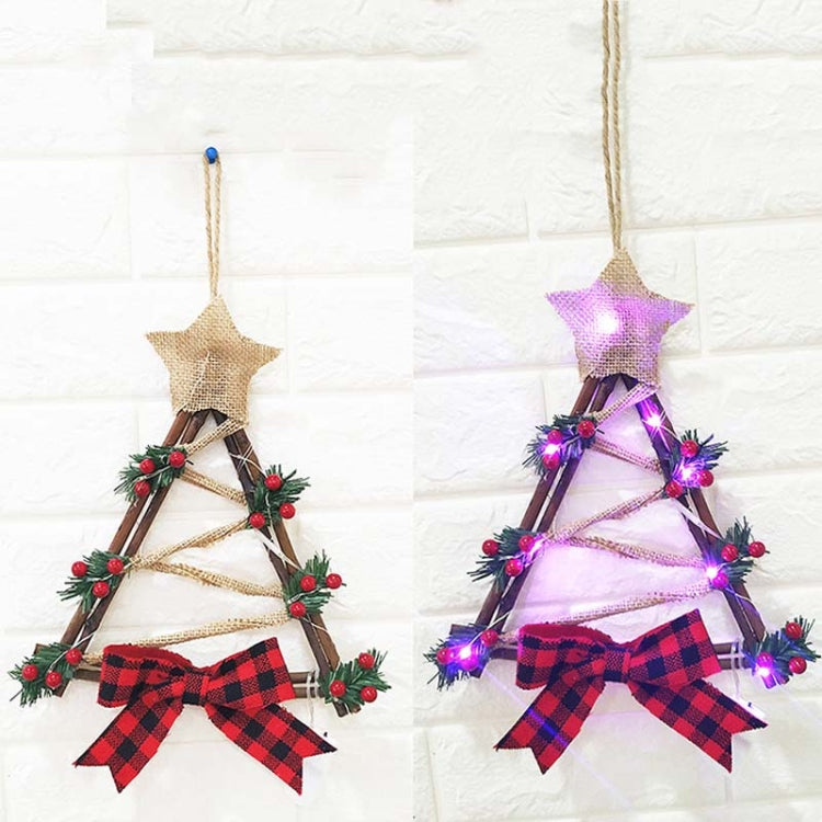 Christmas LED Wreath Wall Door Pendant Christmas Vine Wreath, Specification: Triangular Rattan Circle by bashfashion