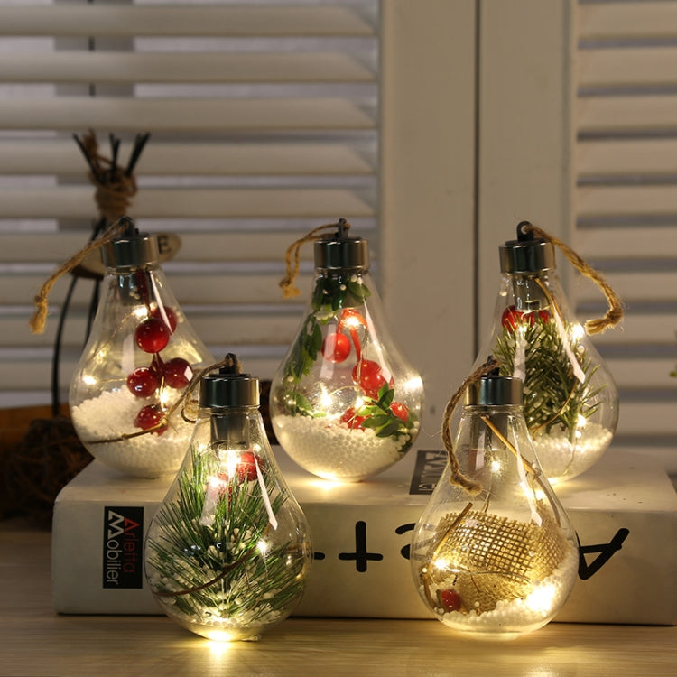 2 PCS LED Transparent Christmas Plastic Bulb Ball Christmas Tree Decoration Pendant(Style 3) by bashfashion