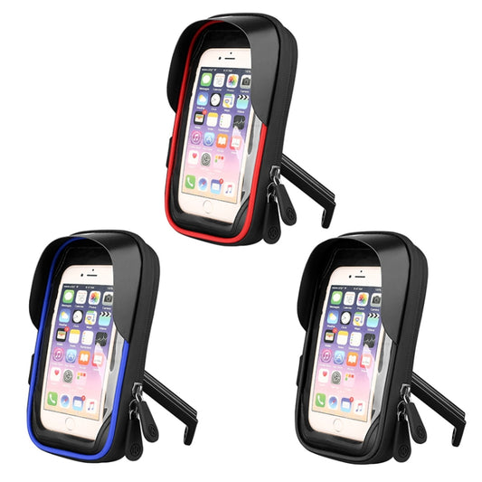 Mountain Bike Card Holder Touch Screen Mobile Phone Holder Motorcycle Electric Vehicle Waterproof Navigation Bracket Shade Mobile Phone Holder, Style:Rearview Mirrors(Blue) by bashfashion