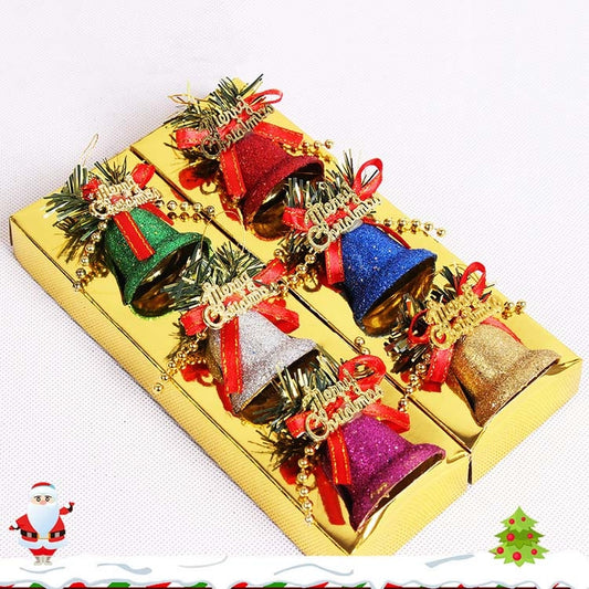 Colorful Glitter Bells Christmas Tree Accessories, Specification: Large by bashfashion