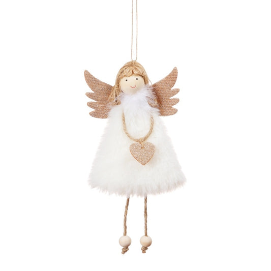 Christmas Decoration Pendant Love Plush Feather Angel Christmas Tree Pendant(Pink) by bashfashion