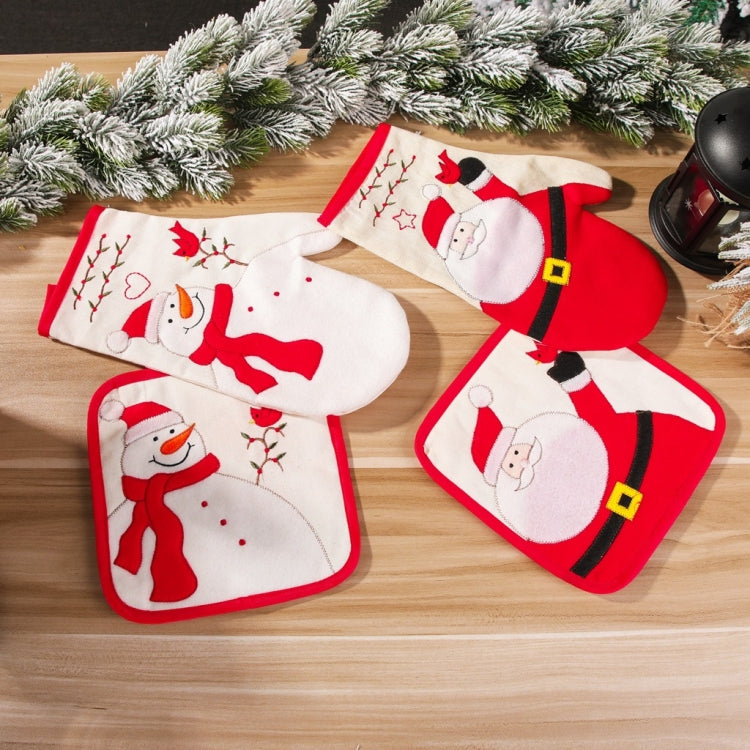 Christmas Decorations Insulation Gloves Insulation Placemat Microwave Glove Mat, Style:Placemat(Snowman) by bashfashion