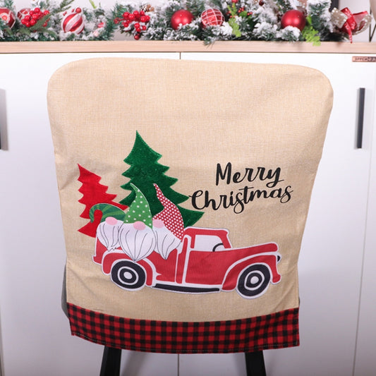 Christmas Decoration Seat Cover Linen Handicraft Household Seat Cover, Specification: Santa Slaus Car by bashfashion
