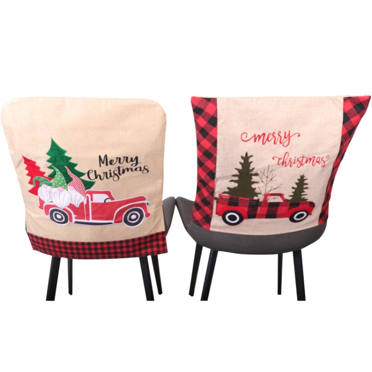 Christmas Decoration Seat Cover Linen Handicraft Household Seat Cover, Specification: Santa Slaus Car by bashfashion