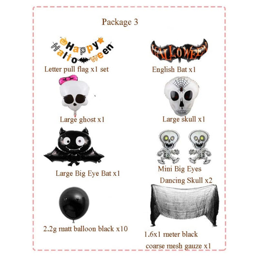 Halloween Aluminum Film Balloon Set Bar Ktv Shopping Mall Ghost Festival Flag Pulling Decoration Set, Style:Set 3 by bashfashion