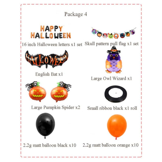 Halloween Aluminum Film Balloon Set Bar Ktv Shopping Mall Ghost Festival Flag Pulling Decoration Set, Style:Set4 by bashfashion