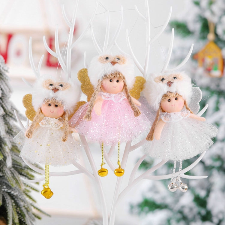 4 PCS Christmas Plush Net Yarn Sequined Angel Charm Children Doll Gift Christmas Tree Pendant, Style:Plush Hat(Gold) by bashfashion