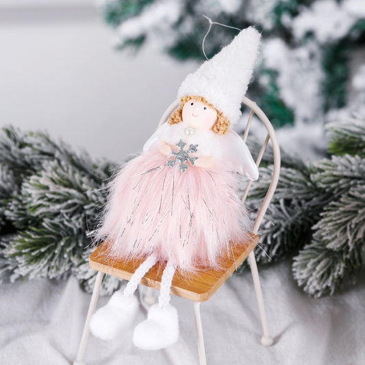 Christmas Decoration Plush Girl Angel Pendant Christmas Tree Pendant Gift, Size: Snowflake Angel(Pink) by bashfashion