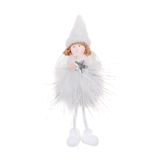 Christmas Decoration Plush Girl Angel Pendant Christmas Tree Pendant Gift, Size: Five Star Angel(White) by bashfashion