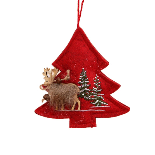 Christmas Coth Embroidery Small Pendant Christmas Decoration, Specification: Tree(Red) by bashfashion