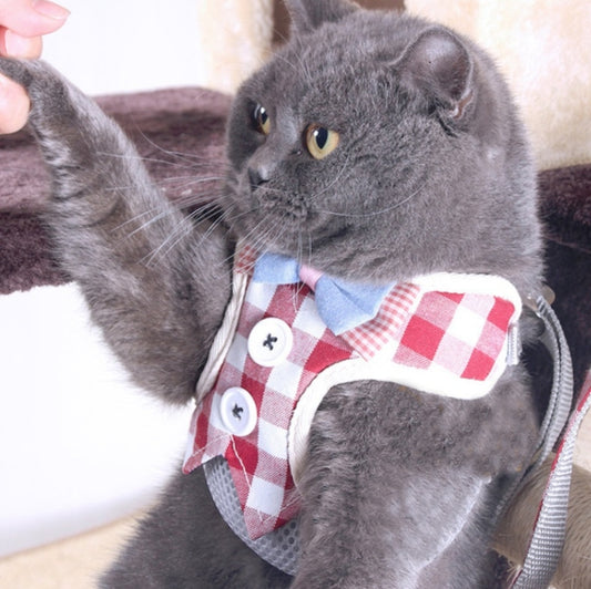 Pet Traction Rope Chest Harness Anti-break Away Vest Type Small Dog Walking Rope, Size:L(Red) by bashfashion