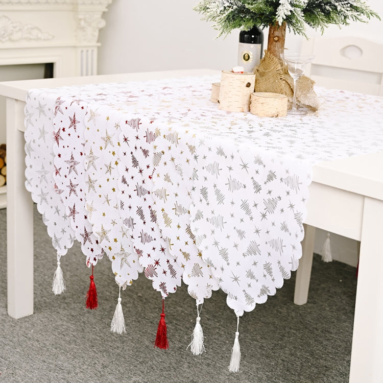 Christmas Table Decoration Bronzing Tablecloth Holiday Decoration Supplies(Red Tree) by bashfashion
