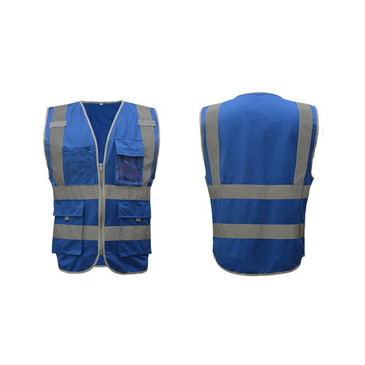 Multi-pockets Safety Vest Reflective Workwear Clothing, Size:M-Chest 112cm(Blue) by bashfashion