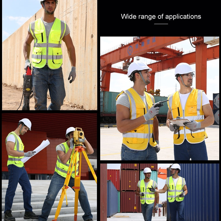 Multi-pockets Safety Vest Reflective Workwear Clothing, Size:M-Chest 112cm(Yellow Blue) by bashfashion