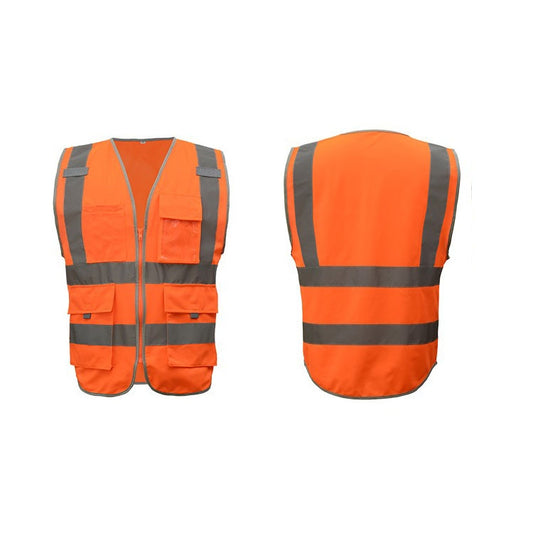Multi-pockets Safety Vest Reflective Workwear Clothing, Size:XL-Chest 124cm(Orange) by bashfashion