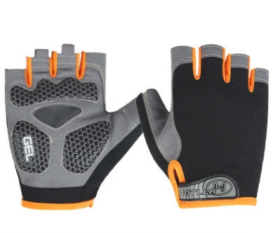 Cycling Shock Absorbing Anti-Slip Gloves Fitness Weight Lifting Training Half-finger Gloves, Size:XL(Black+Orange) by bashfashion