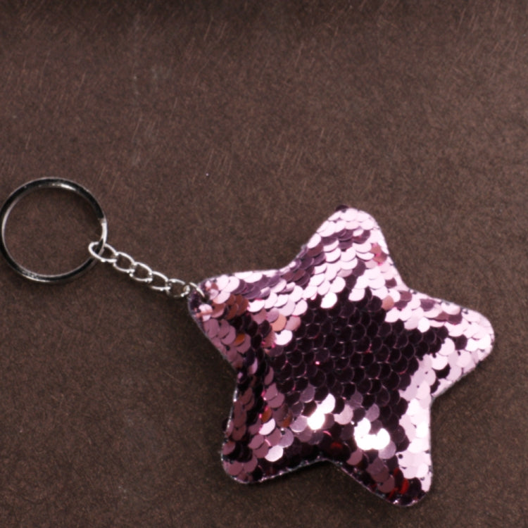 2 PCS Cute Chaveiro Star Keychain Glitter Pompom Sequins Key Chain Gifts for Women Llaveros Mujer Car Bag Accessories Key Ring(Pink) by bashfashion
