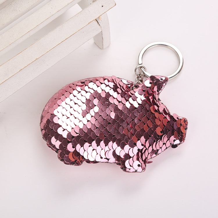 2PCS Cute Chaveiro Pig Keychain Glitter Pompom Sequins Key Chain Gifts for Women Llaveros Mujer Car Bag Accessories Key Ring(blue) by bashfashion