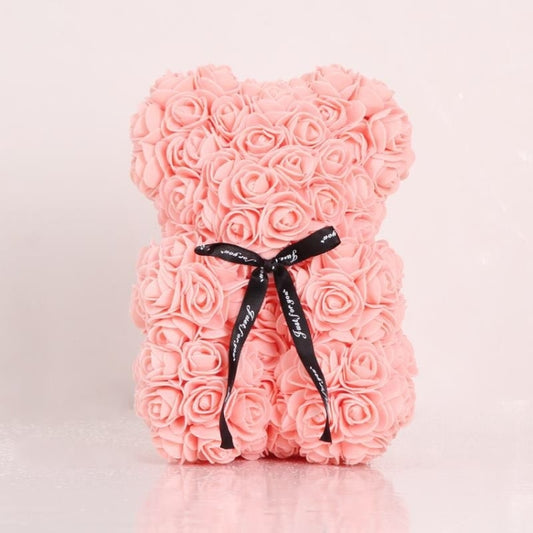 25cm Bear Shape Artificial Foam Roses Flower Ornament(Light Pink) by bashfashion