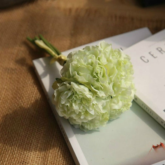 5 Heads Fake Flowers Artificial Flowers Peony Bouquet for Wedding and Home Decoration(Green) by bashfashion