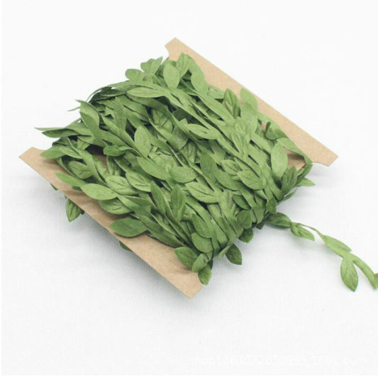 5 PCS Cloth Leaf Garland Decoration Accessories Green Leaf Cane Leaf Simulation DIY Garland Material, Size:10 Meters / Card by bashfashion