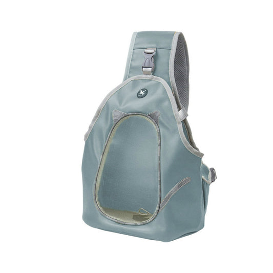 TAILUP Pets Carry Out Shoulder Bag Convenient Foldable Leather Chest Bag, Specification: M(Gray Blue) by bashfashion