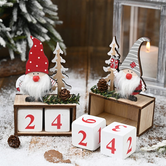 Christmas Wooden Pine Cone Calendar Ornaments Decorative Wooden Calendar Countdown Ornaments(Gray Hat) by bashfashion