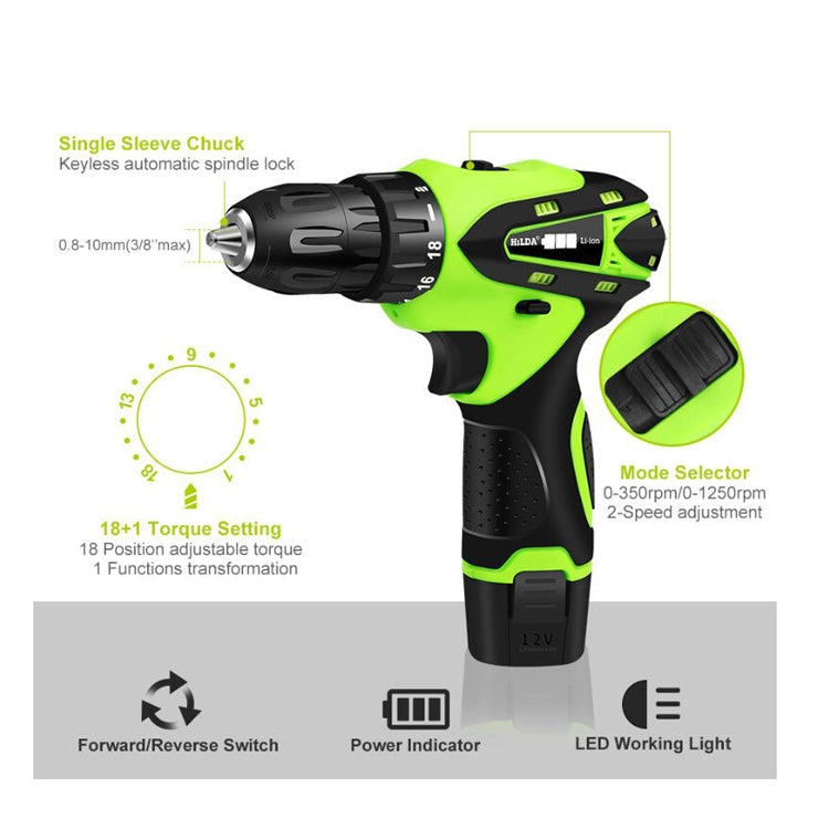 DZ033 12V Electric Screwdriver Lithium Battery Rechargeable Multi-function Cordless Electric Drill Power Tools EU Plug by bashfashion