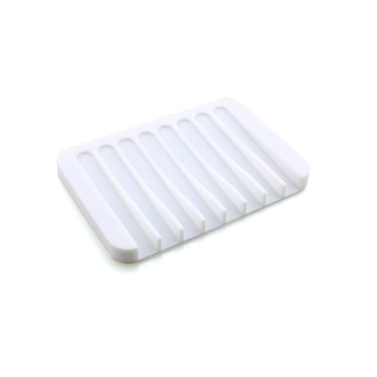 Bathroom Silicone Flexible Soap Dishes Storage Holder Soapbox(white) by bashfashion