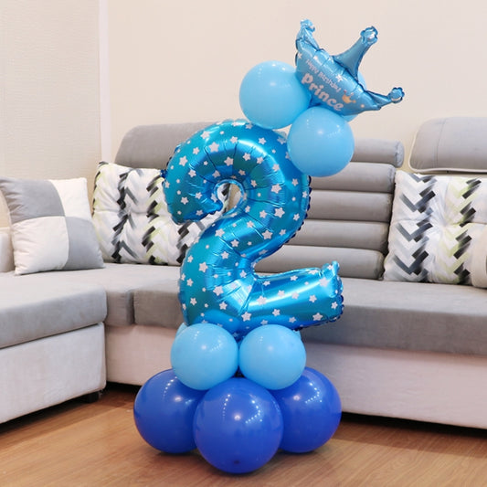 Number Foil Balloon Happy Birthday Decoration(Blue) by bashfashion